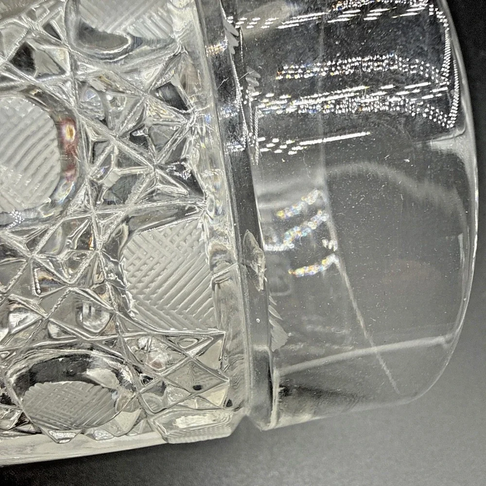 Vintage Etched Rose Cut Glass Pitcher and 6 Matching Floral Tumbler Glasses Set